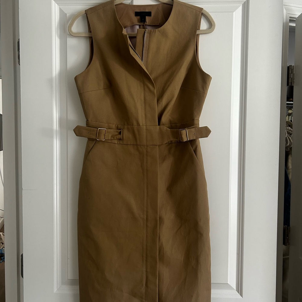 J. Crew Tan Belted Midi Dress